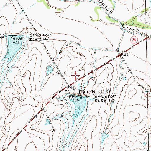 Topographic Map of Soil Conservation Service Site 110 Dam, TX