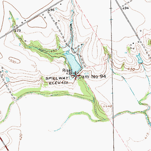 Topographic Map of Soil Conservation Service Site 94 Dam, TX
