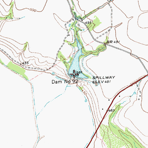 Topographic Map of Soil Conservation Service Site 92 Dam, TX