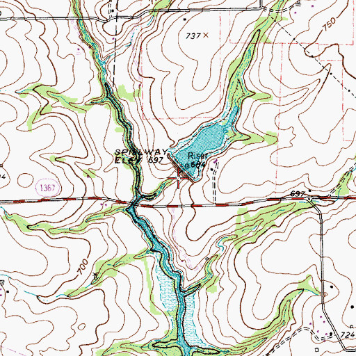Topographic Map of Soil Conservation Service Site 2a Dam, TX