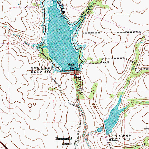 Topographic Map of Soil Conservation Service Site 2f Dam, TX