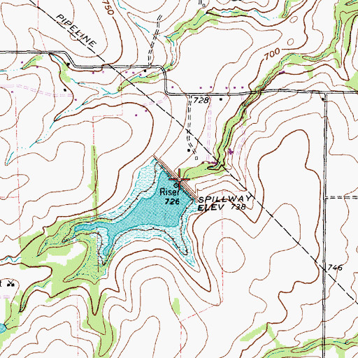 Topographic Map of Soil Conservation Service Site 5 Reservoir, TX