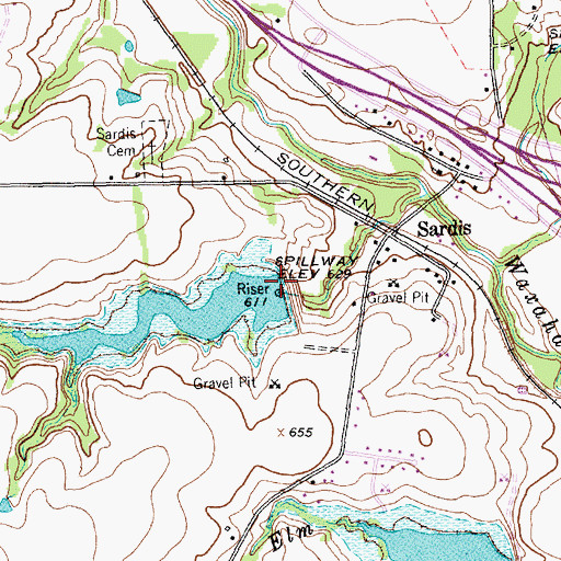 Topographic Map of Soil Conservation Service Site 9 Reservoir, TX