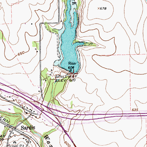 Topographic Map of Soil Conservation Service Site 11 Reservoir, TX