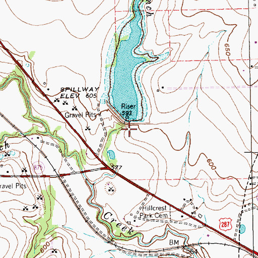 Topographic Map of Soil Conservation Service Site 13 Reservoir, TX