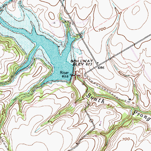 Topographic Map of Soil Conservation Service Site 17 Reservoir, TX