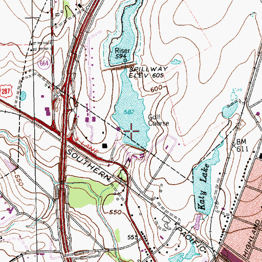 Topographic Map of Katy Lake Dam, TX