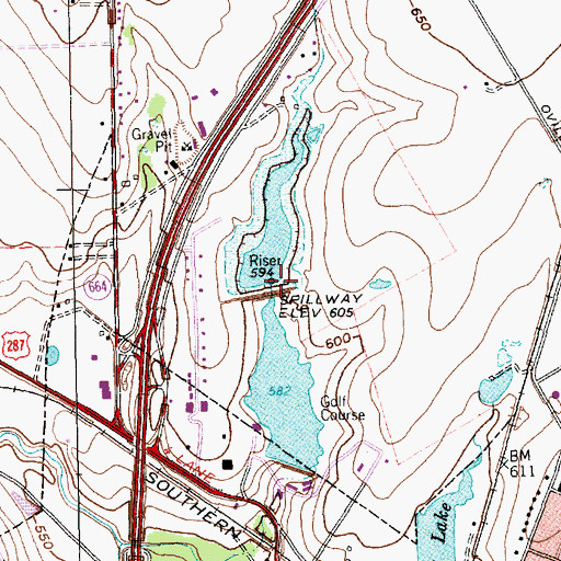 Topographic Map of Soil Conservation Service Site 14 Reservoir, TX