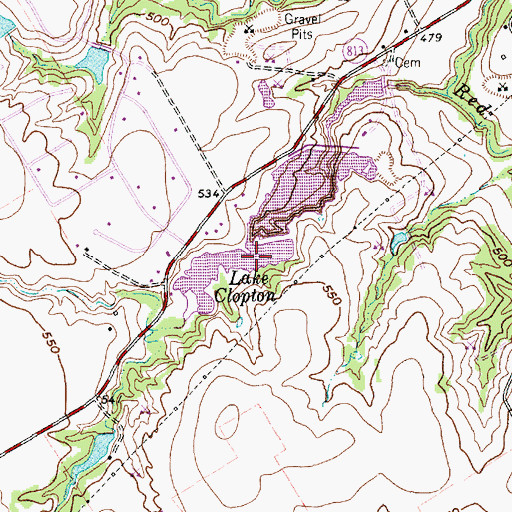 Topographic Map of Lake Clopton Dam, TX