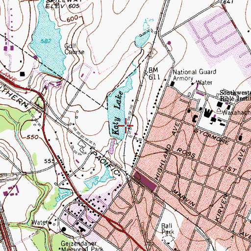 Topographic Map of Waxahachie Country Club Dam, TX