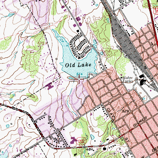 Topographic Map of Old City Lake Dam, TX