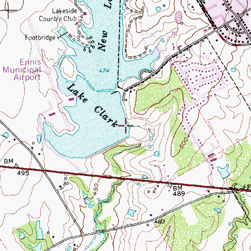Topographic Map of Lake Clark Dam, TX