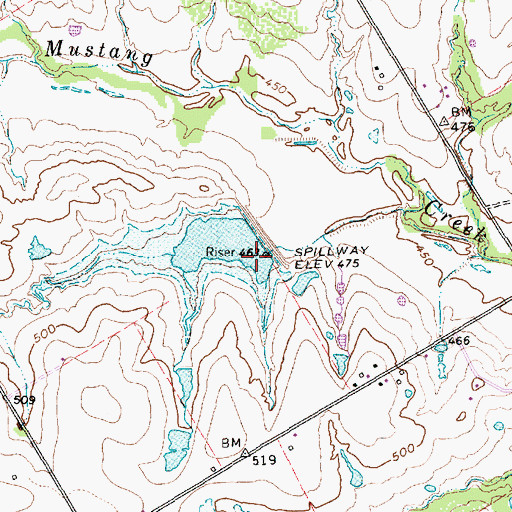 Topographic Map of Soil Conservation Service Site 19 Reservoir, TX