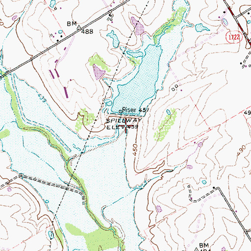 Topographic Map of Soil Conservation Service Site 20 Dam, TX