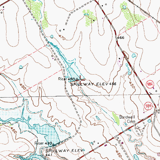 Topographic Map of Soil Conservation Service Site 118 Dam, TX