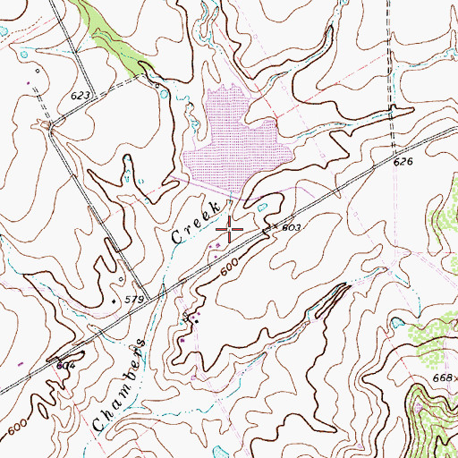 Topographic Map of Soil Conservation Service Site 53 Reservoir, TX