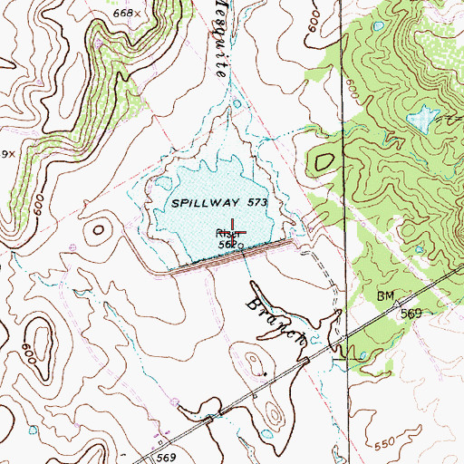 Topographic Map of Soil Conservation Service Site 55 Reservoir, TX