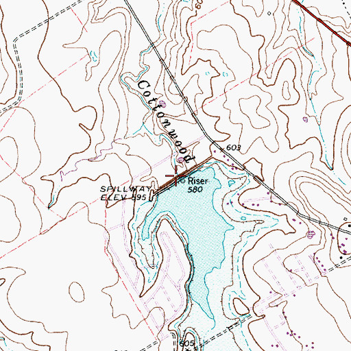Topographic Map of Soil Conservation Service Site 9 Reservoir, TX