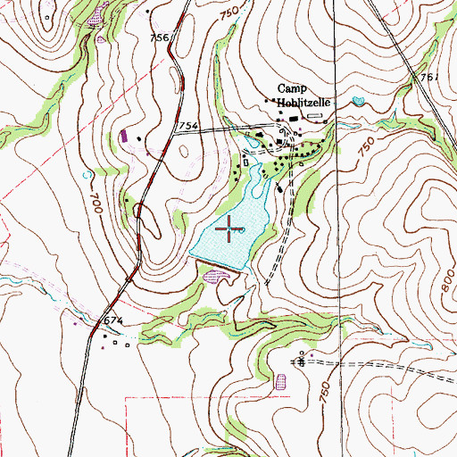 Topographic Map of Camp Hobilitzelle Lake, TX