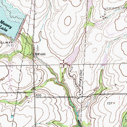 Topographic Map of Soil Conservation Service Site 2b Dam, TX