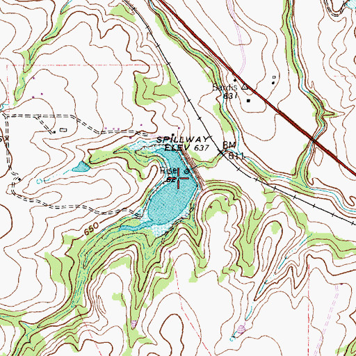 Topographic Map of Soil Conservation Service Site 8 Dam, TX