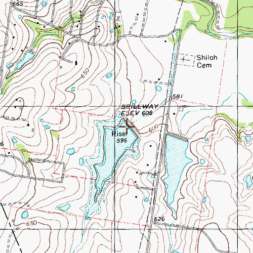 Topographic Map of Soil Conservation Service Site 22 Dam, TX