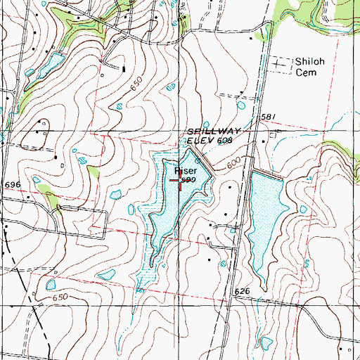 Topographic Map of Soil Conservation Service Site 22 Reservoir, TX