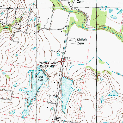 Topographic Map of Zimmerhanzel Lake Dam, TX