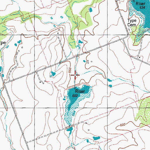 Topographic Map of Soil Conservation Service Site 12 Reservoir, TX