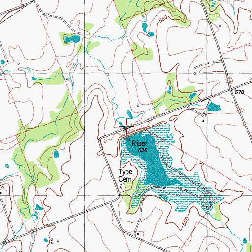 Topographic Map of Soil Conservation Service Site 13 Reservoir, TX
