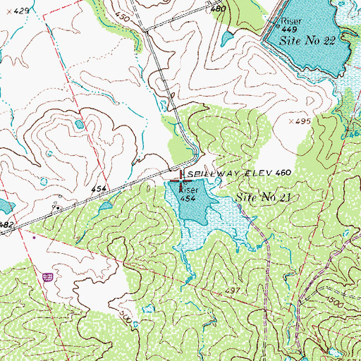 Topographic Map of Soil Conservation Service Site 21 Dam, TX