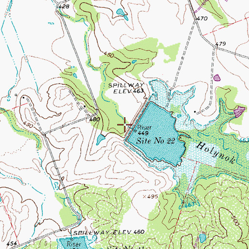 Topographic Map of Soil Conservation Service Site 22 Dam, TX