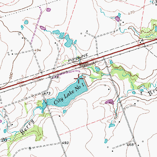 Topographic Map of City Lake Number 1 Dam, TX