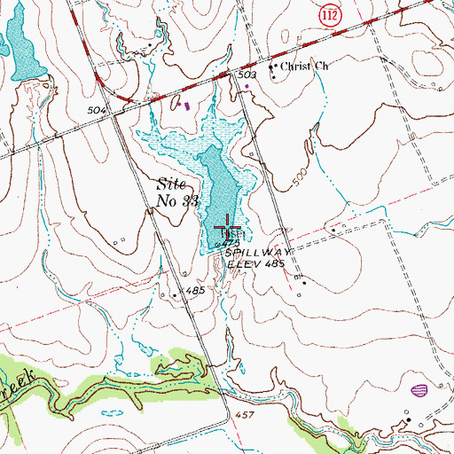Topographic Map of Soil Conservation Service Site 33 Dam, TX