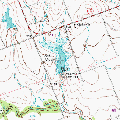 Topographic Map of Soil Conservation Service Site 33 Reservoir, TX