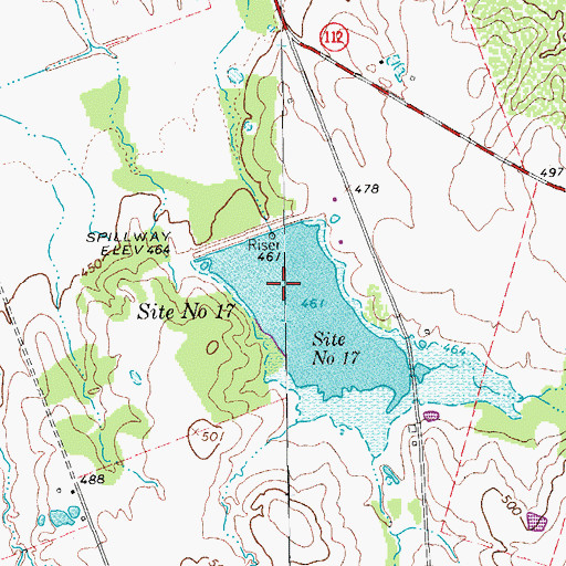 Topographic Map of Soil Conservation Service Site 17 Reservoir, TX
