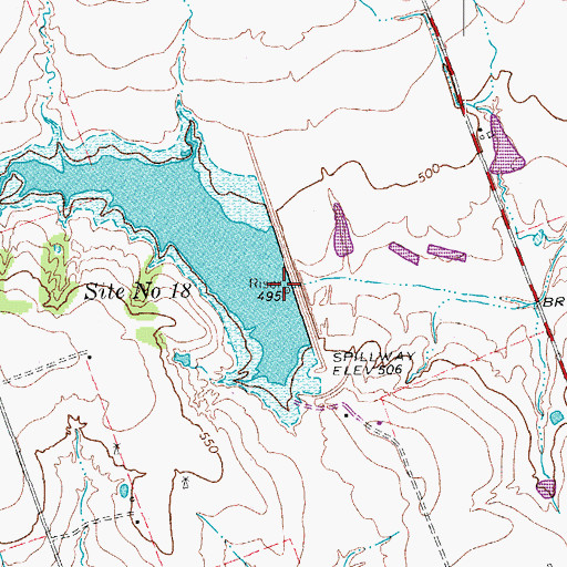 Topographic Map of Soil Conservation Service Site 18 Dam, TX
