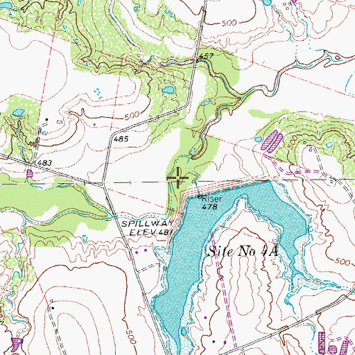 Topographic Map of Soil Conservation Service Site 4a Dam, TX