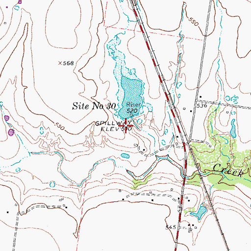 Topographic Map of Soil Conservation Service Site 30 Dam, TX