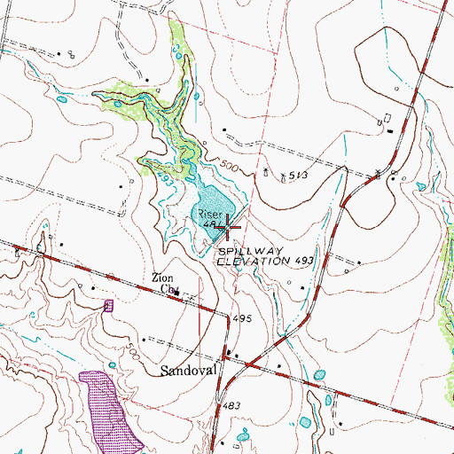 Topographic Map of Soil Conservation Service Site 7 Dam, TX