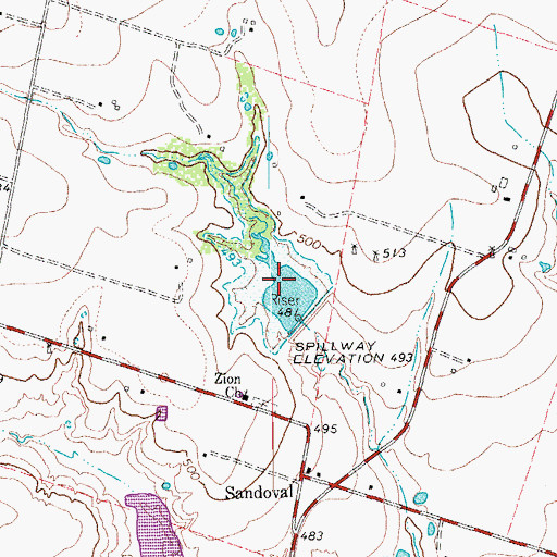 Topographic Map of Soil Conservation Service Site 7 Reservoir, TX