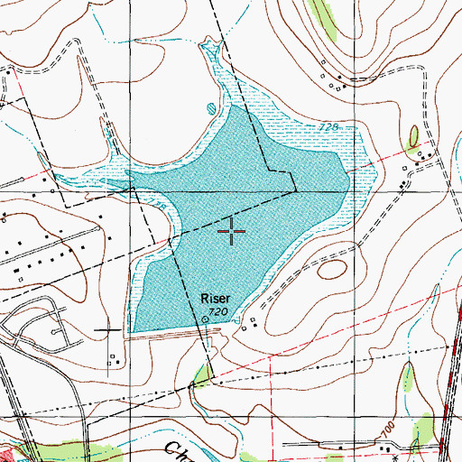 Topographic Map of Soil Conservation Service Site 14 Reservoir, TX