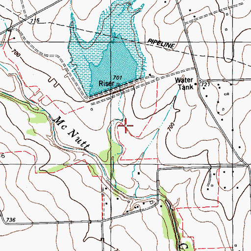 Topographic Map of Soil Conservation Service Site 15 Reservoir, TX