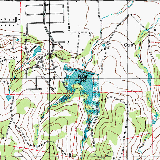 Topographic Map of Soil Conservation Service Site 19 Reservoir, TX