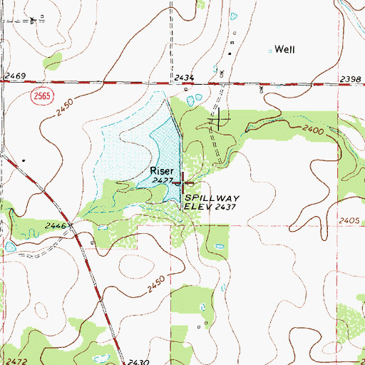 Topographic Map of Soil Conservation Service Site 9 Dam, TX