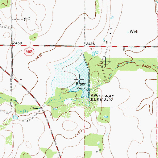Topographic Map of Soil Conservation Service Site 9 Reservoir, TX