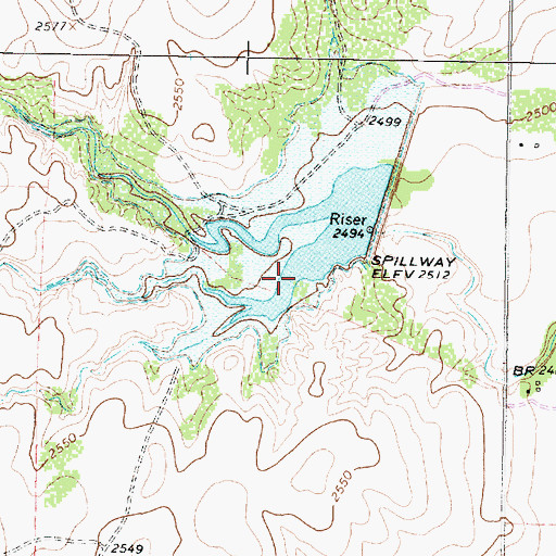 Topographic Map of Soil Conservation Service Site 3 Reservoir, TX