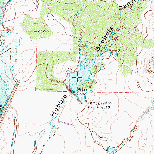 Topographic Map of Soil Conservation Service Site 2 Reservoir, TX