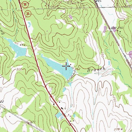 Topographic Map of Mewis Lake Dam, TX