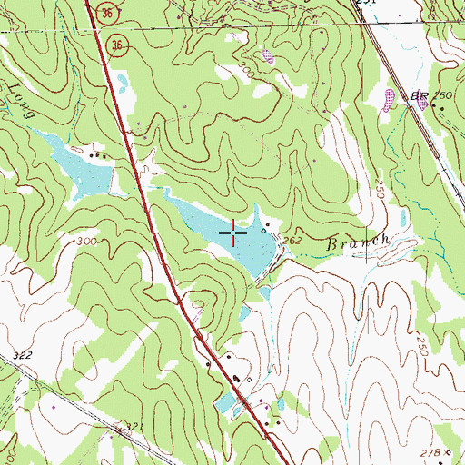 Topographic Map of Mewis Lake, TX